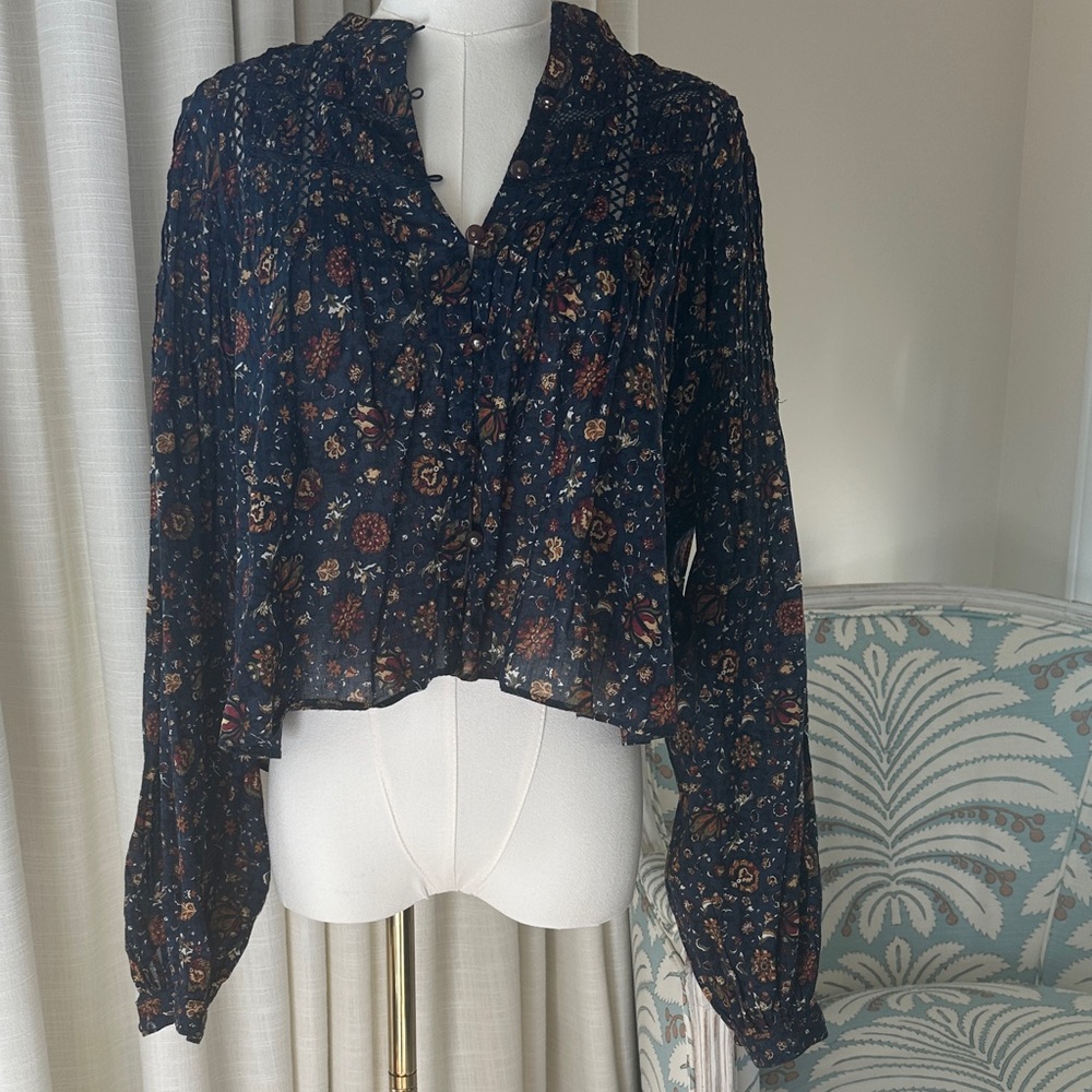 Veronica Beard Dark Floral Blouse